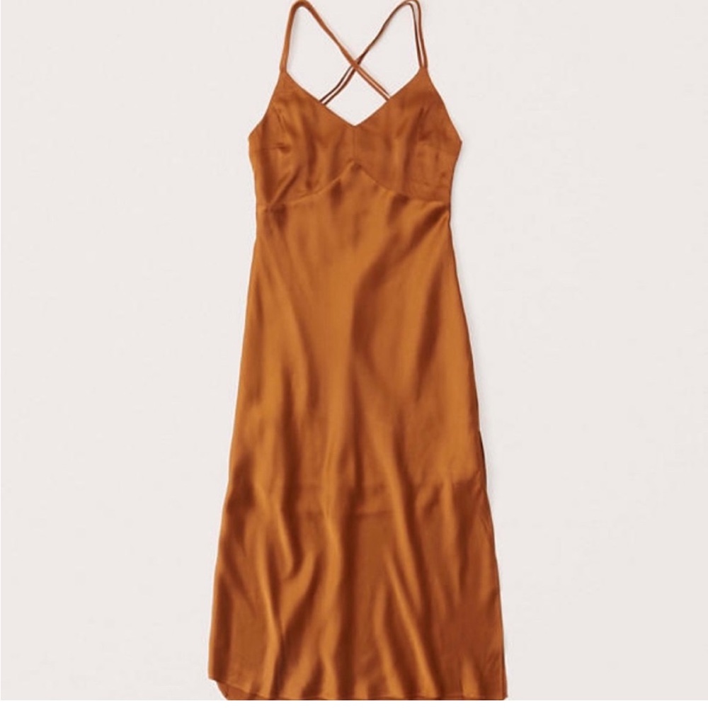 Abercrombie & Fitch Satin Slip Midi Dress with Leg Slit, Cowl Back Women’s M
